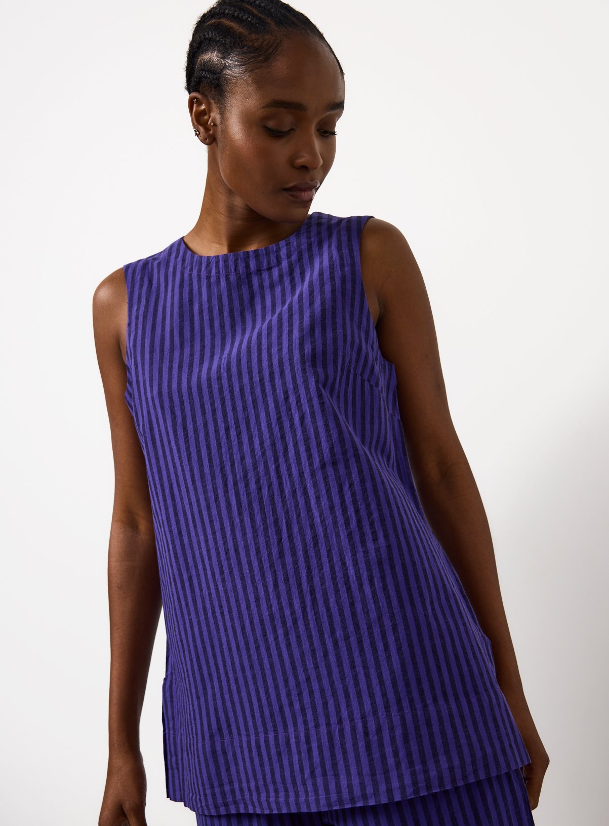 Blue Stripe Sleeveless Co-ord Tunic 