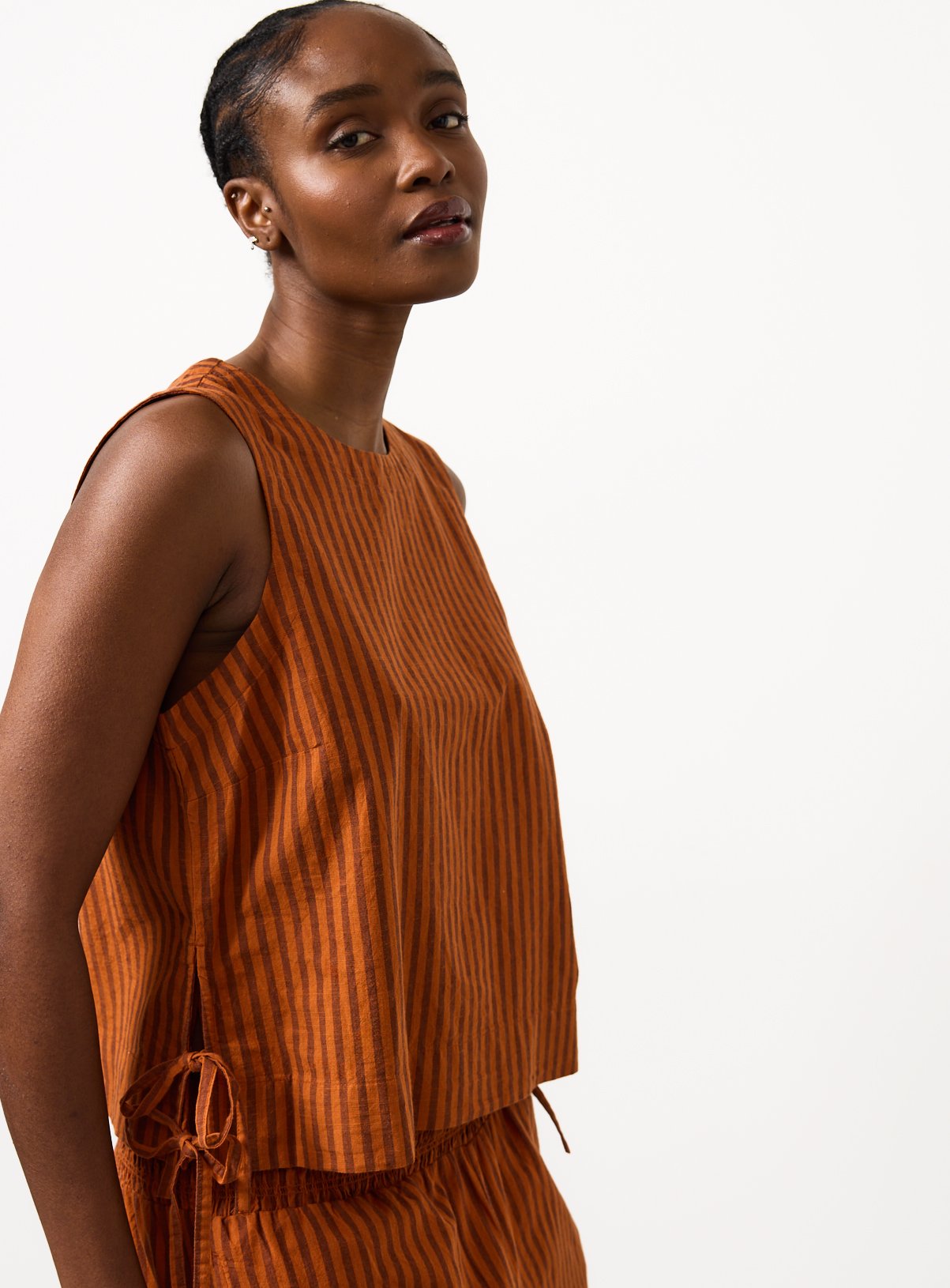 Rust Brown Stripe Co-ord Shell Top 8