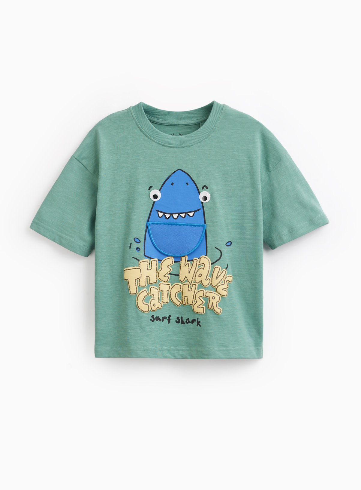 Green Shark Graphic Sun Bleached T-Shirt 