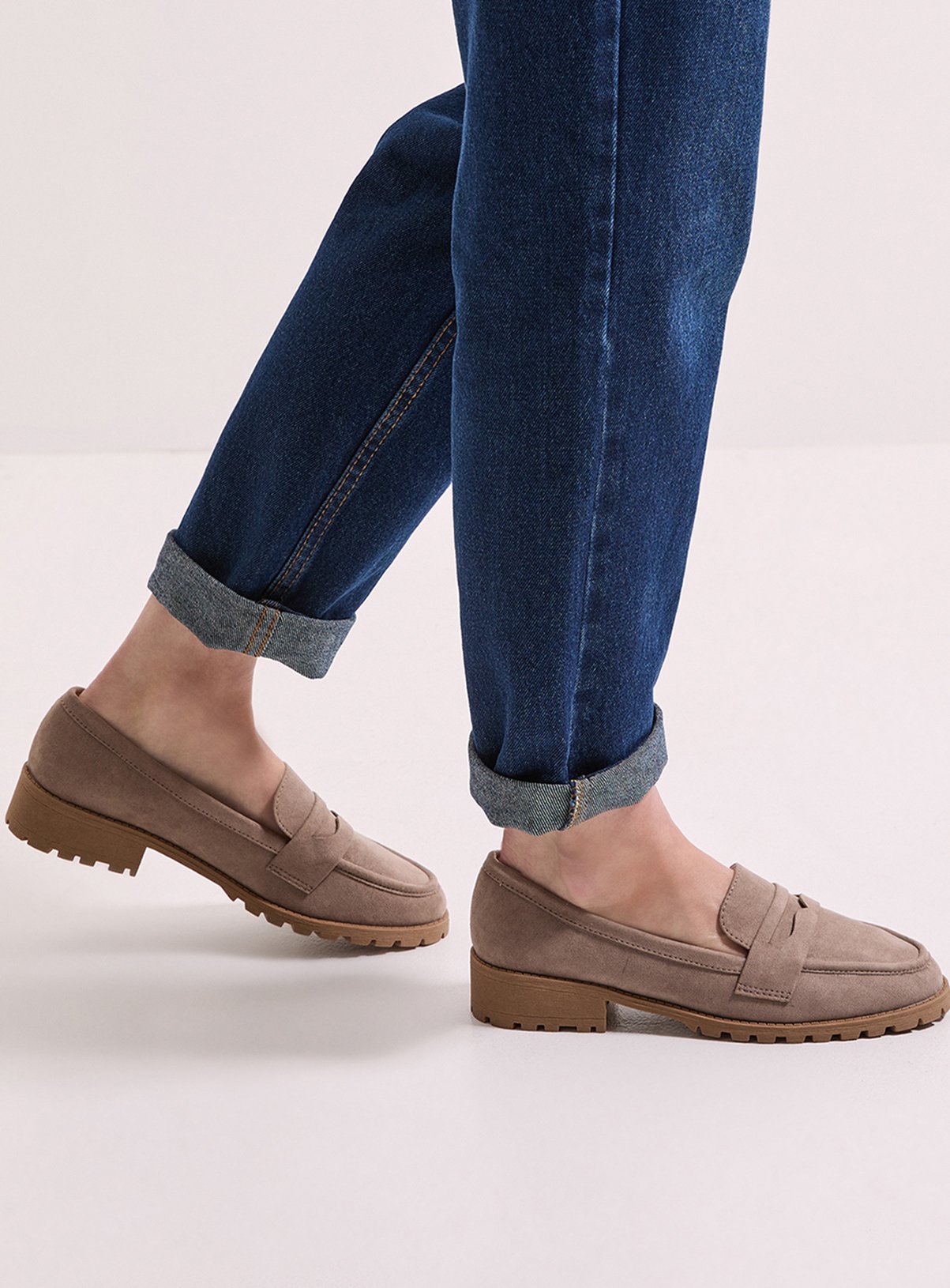 DOROTHY PERKINS Leoni Chunky Loafers Taupe 