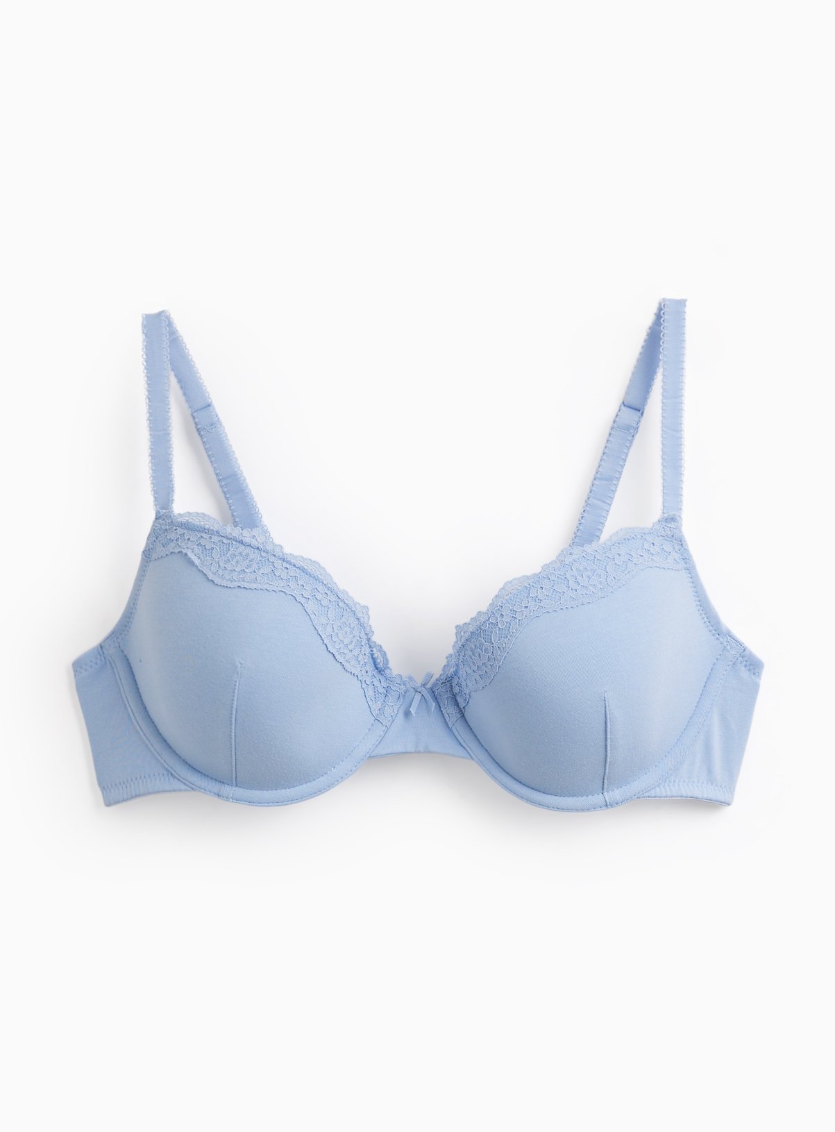 Blue Lace Trim Padded Underwired T-Shirt Bra 40C