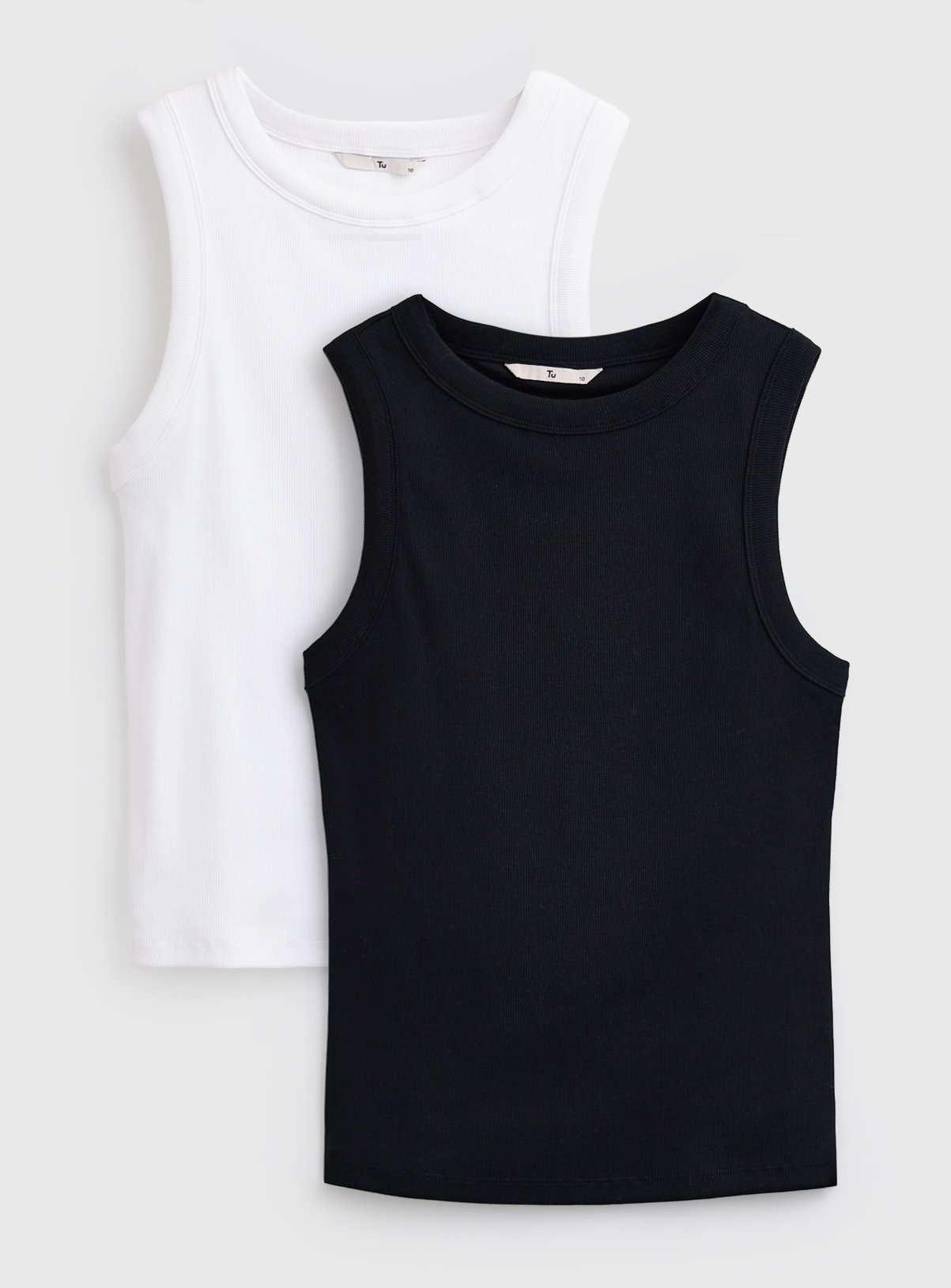 Black & White 2 Pack Ribbed Slim Fit Vests  