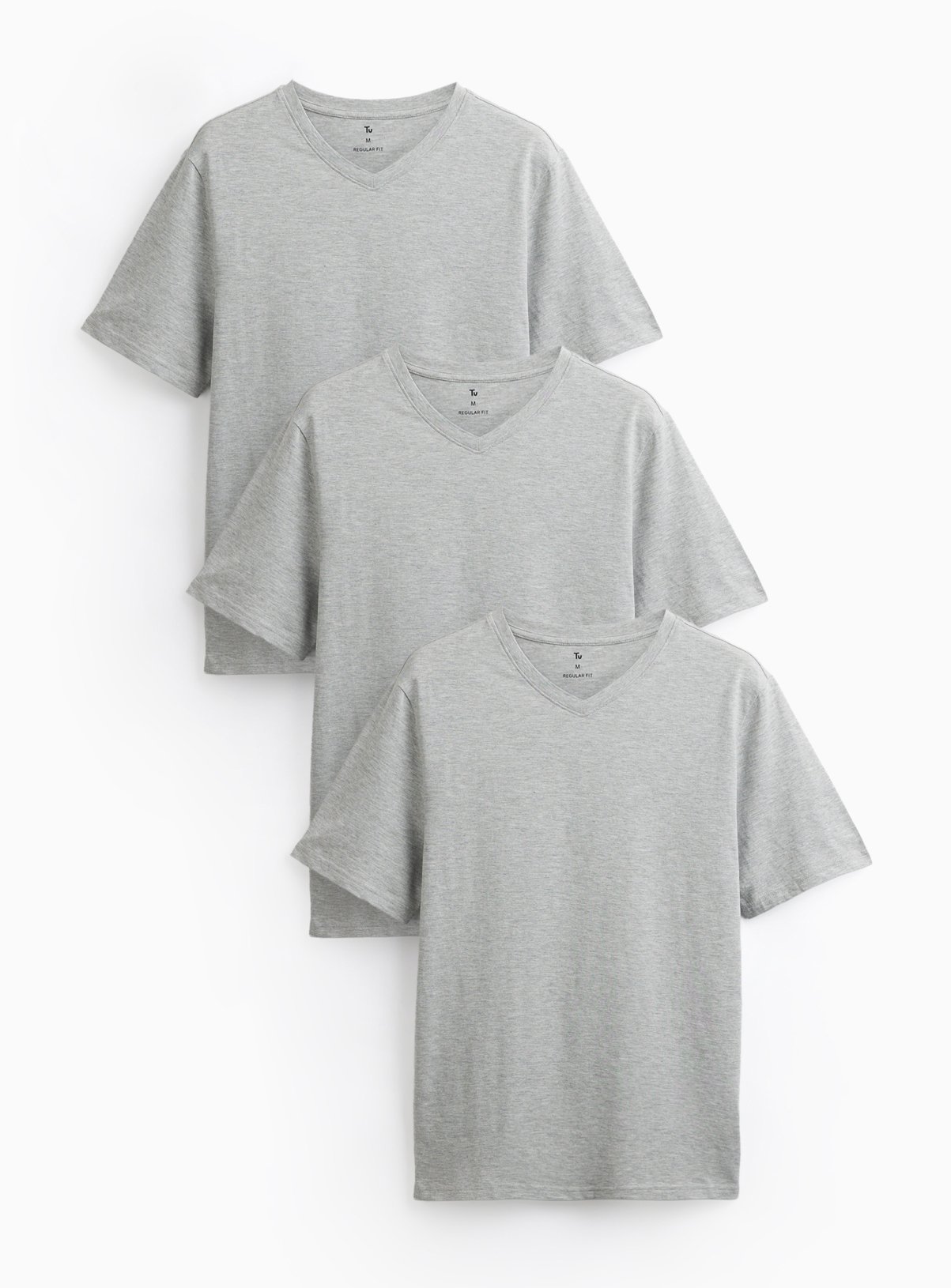 Grey V Neck Core T-Shirts 3 Pack 