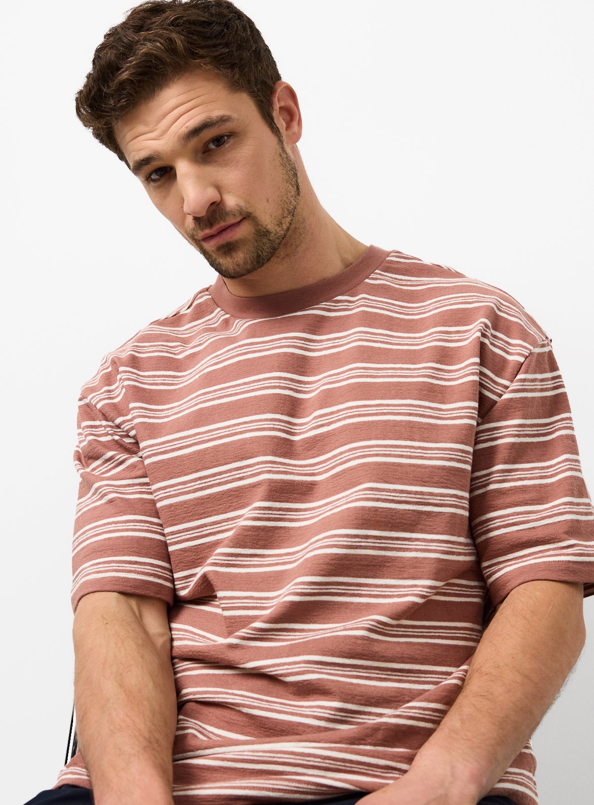 Stripe Textured Relaxed Fit T-Shirt