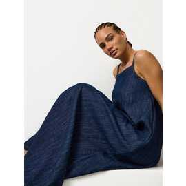 Dark Denim Square Neck Maxi Pinafore Dress