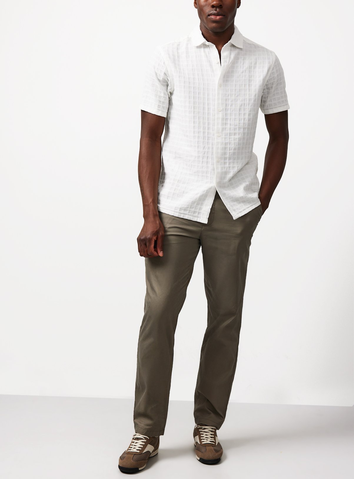 Khaki Straight Leg Lightweight Chino Trousers 38R