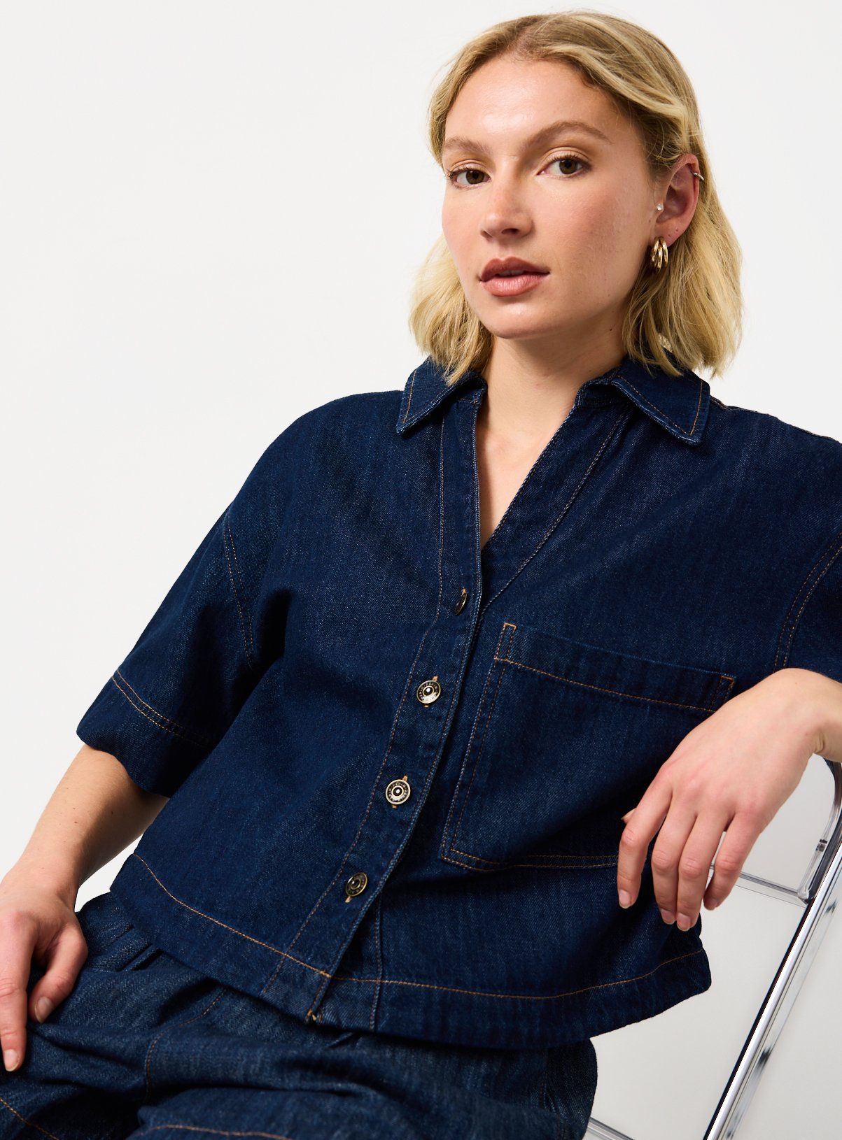 Dark Denim Boxy Fit Co-ord Shirt 