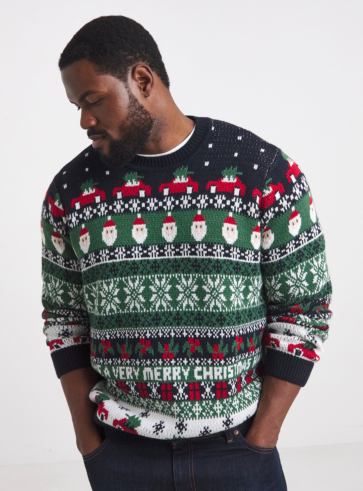 JACAMO Christmas Fairisle Crew Neck Jumper 