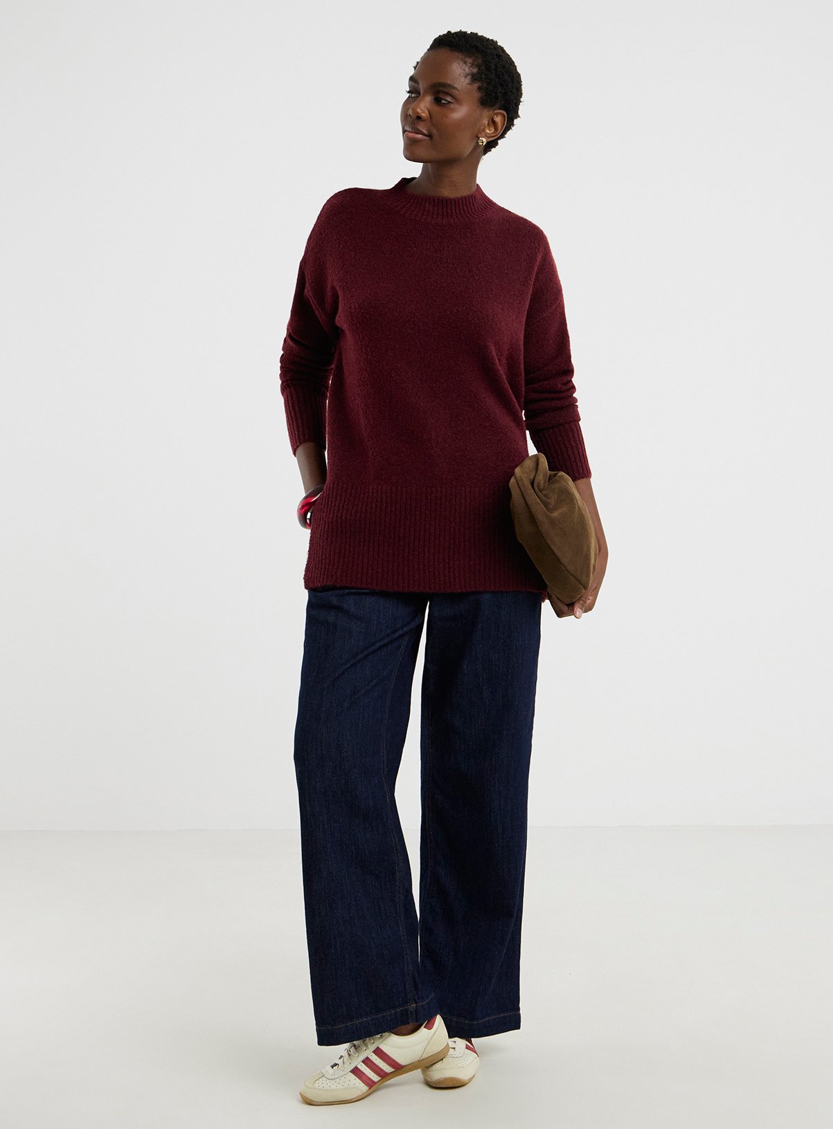 JD WILLIAMS Sponge High Neck Deep Trim Tunic