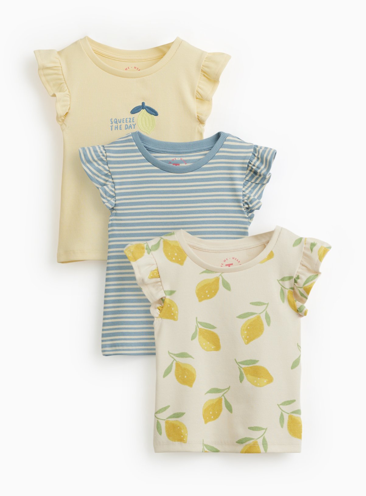 Lemon Frill Sleeve Vests 3 Pack 