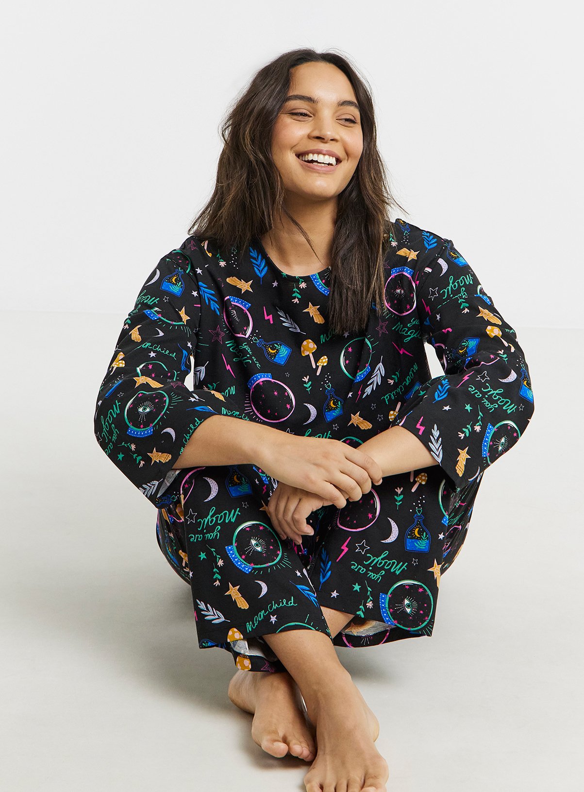 SIMPLY BE Value Long Sleeve Pyjama Set Celestial 