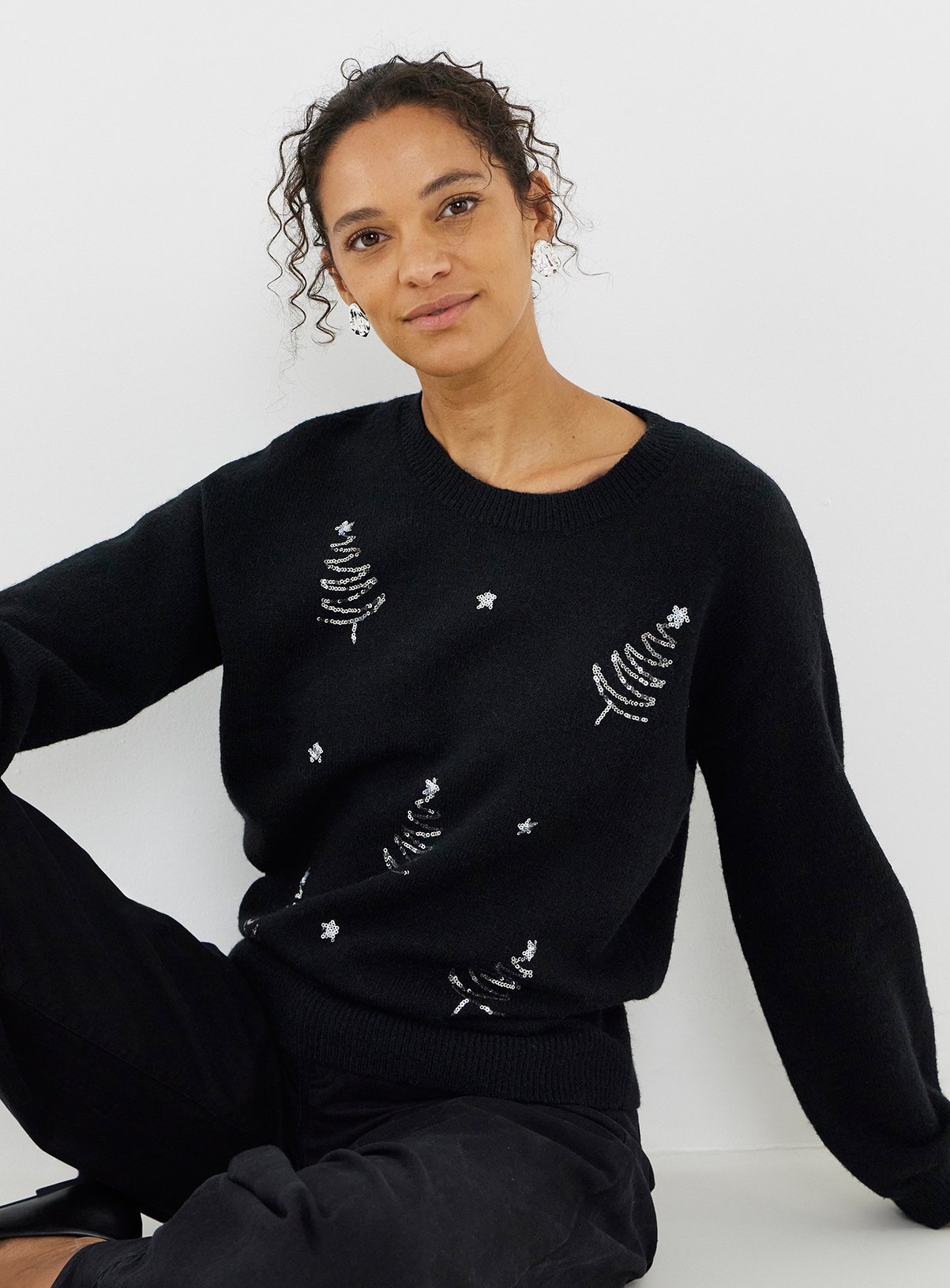 JD WILLIAMS Sequin Tree Novelty Jumper 