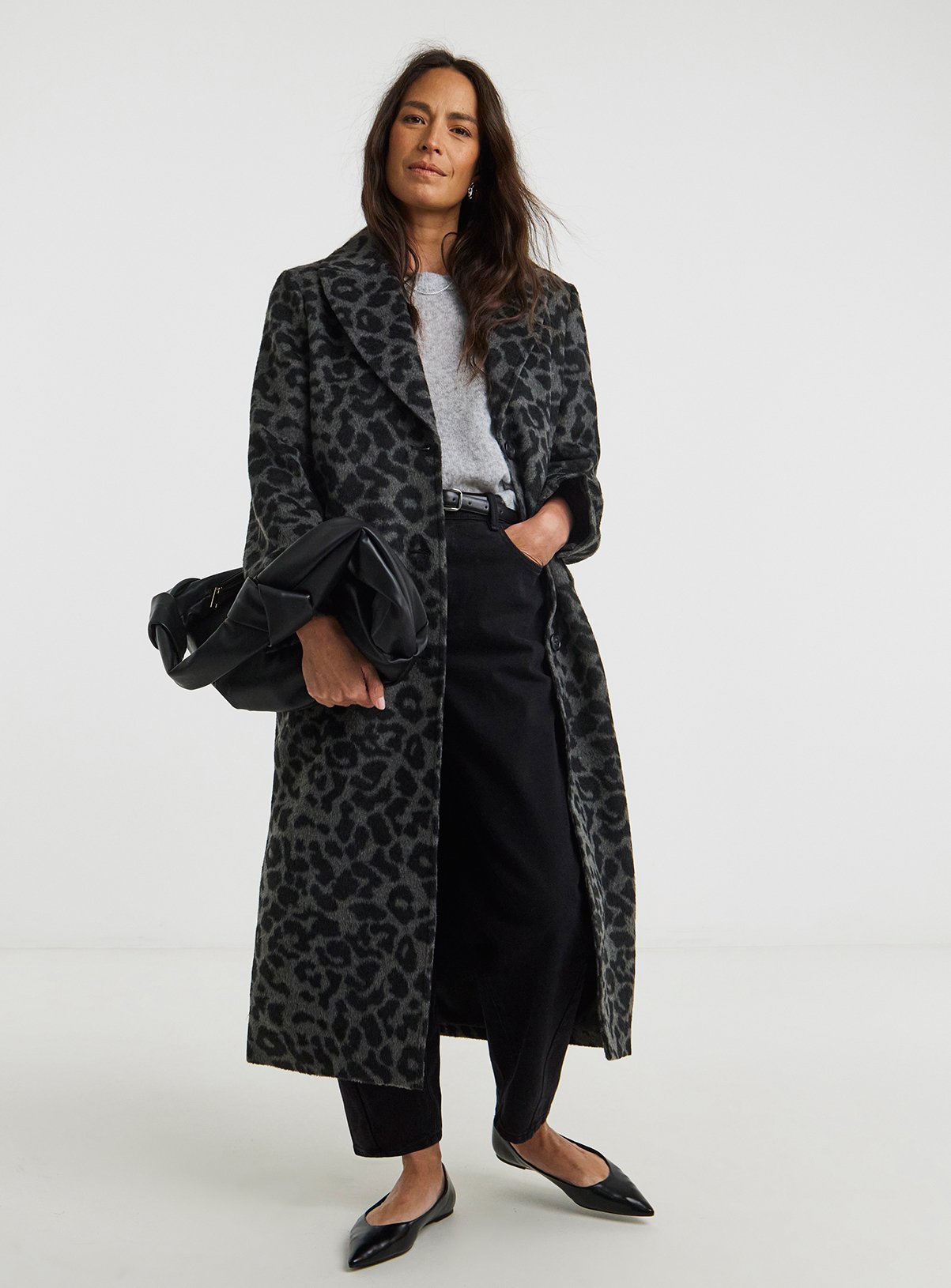 JD WILLIAMS Printed Leopard Coat With Wool 24