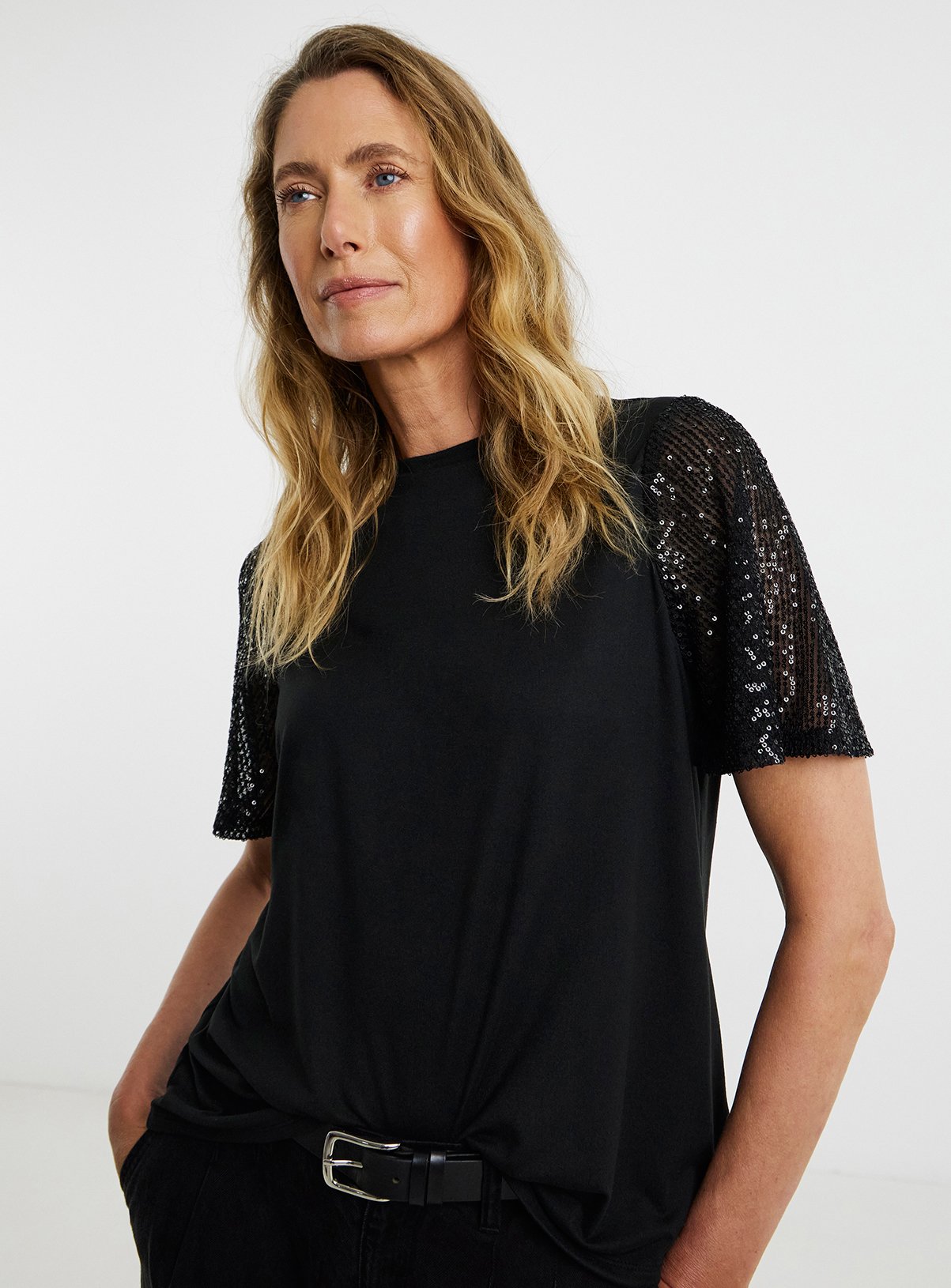 JD WILLIAMS Sequin Sleeve T Shirt