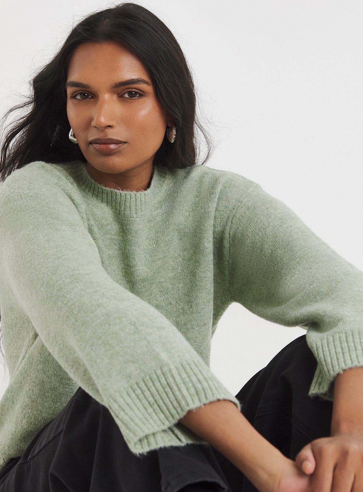 SIMPLY BE Crew Neck Jumper Green 