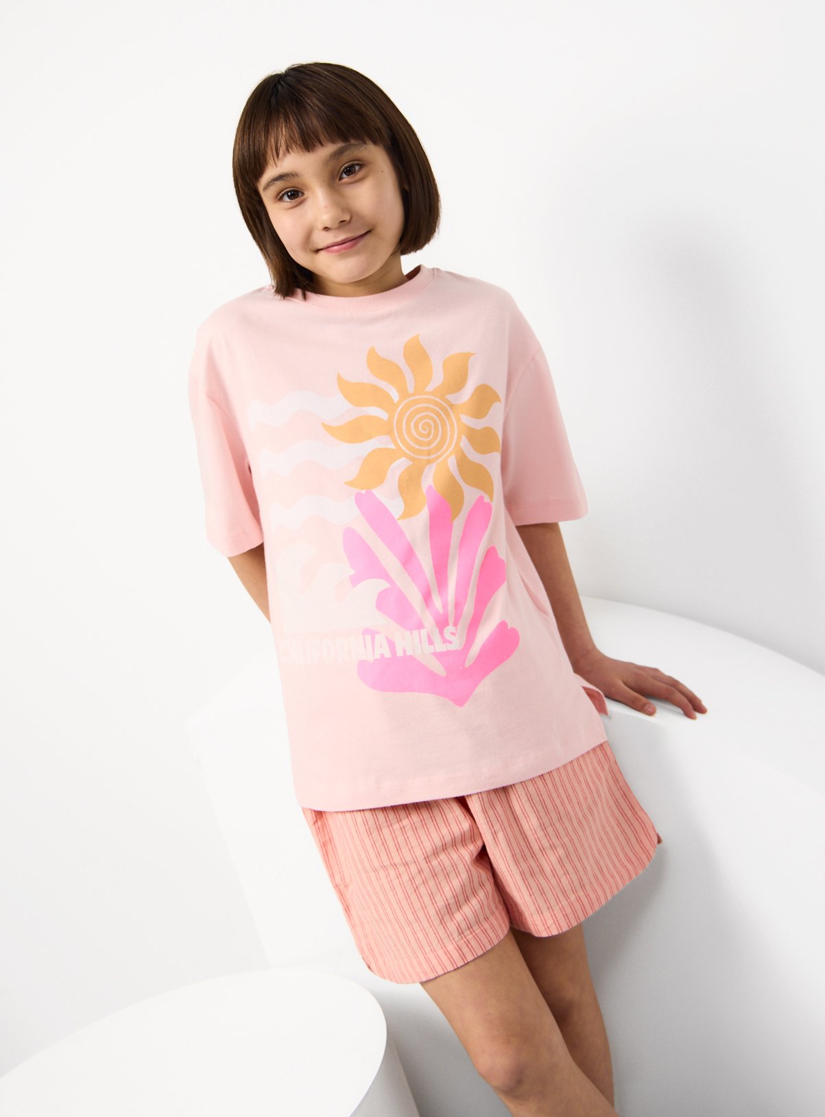 Pink Printed T-Shirt & Shorts Set 13 years