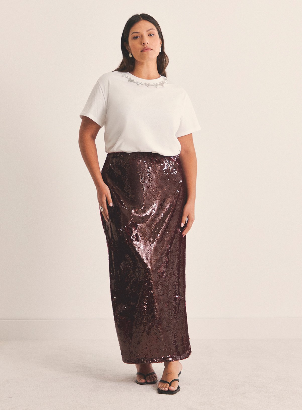SIMPLY BE Sequin Midaxi Skirt 