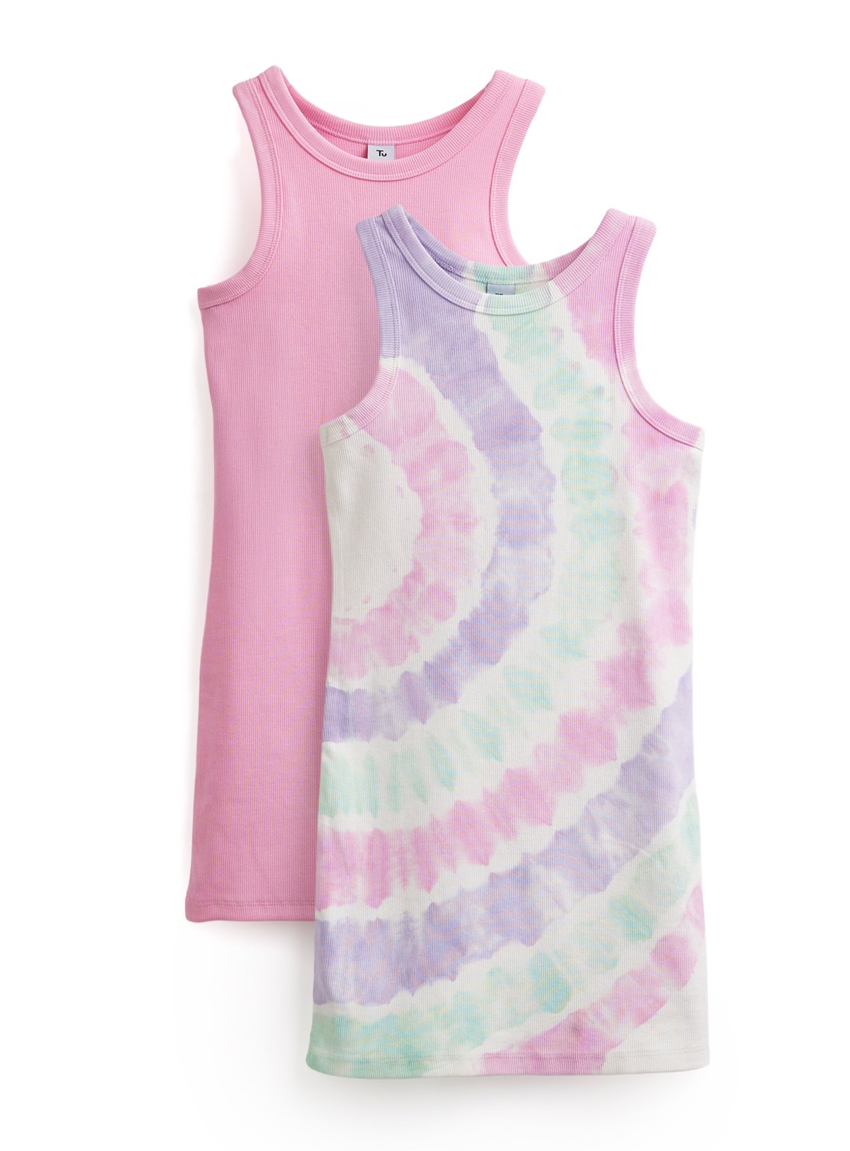 Pink & Tie Dye Print Column Dresses 2 Pack 7 years