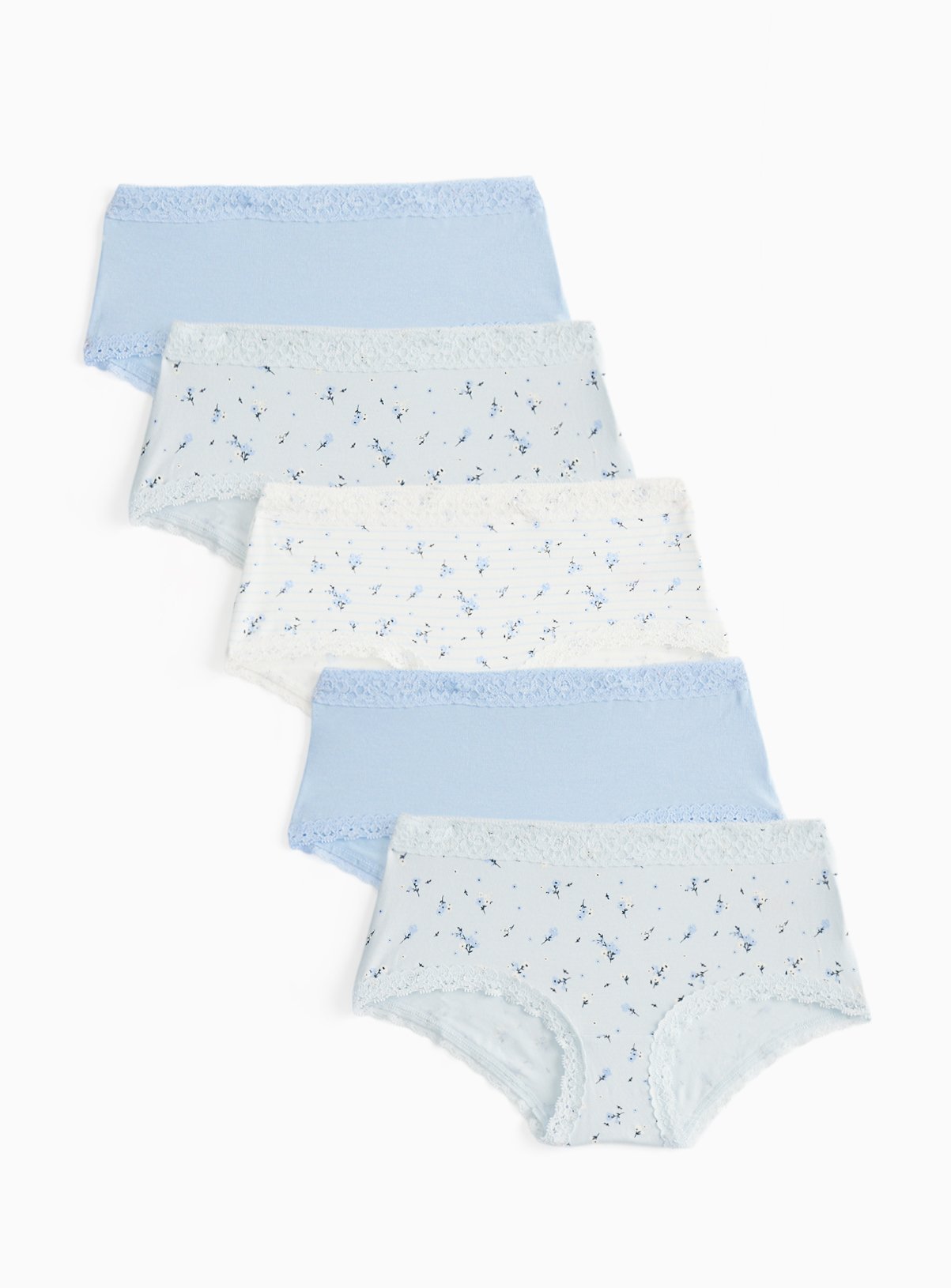 Blue Ditsy Print Knicker Shorts 5 Pack 