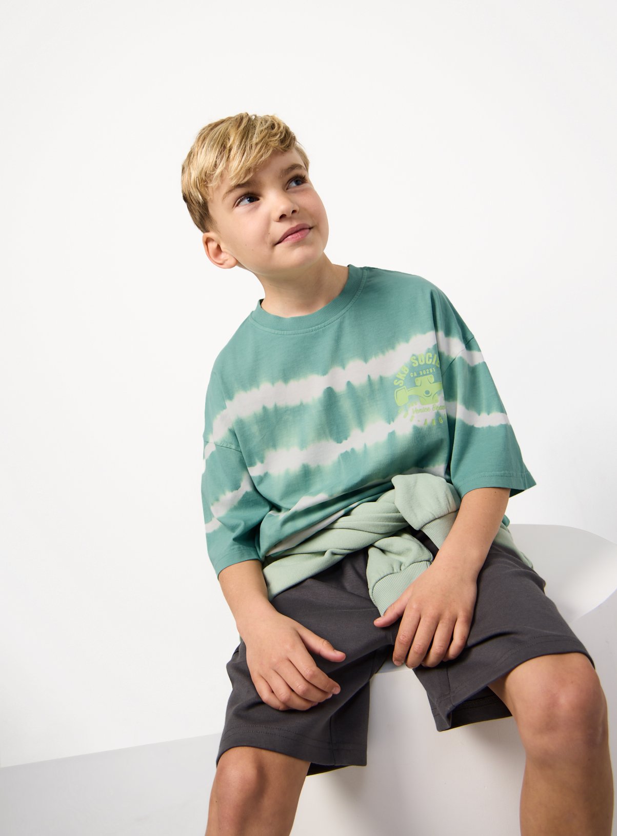 Green Tie-Dye Stripe T Shirt