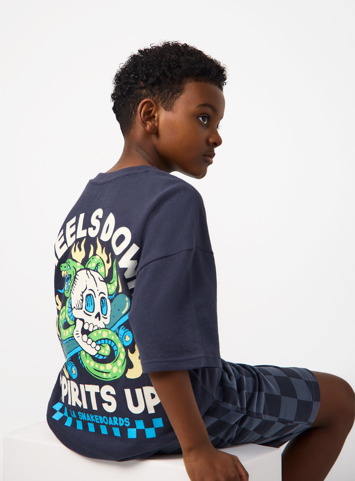 Navy Skater Graphic T-Shirt & Shorts Set 10 years