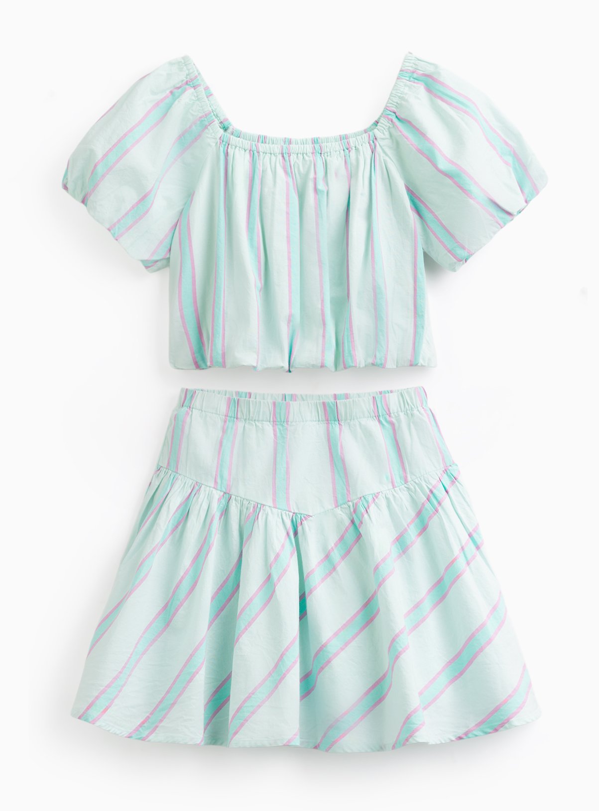 Green Stripe Top & Skirt Set 8 years
