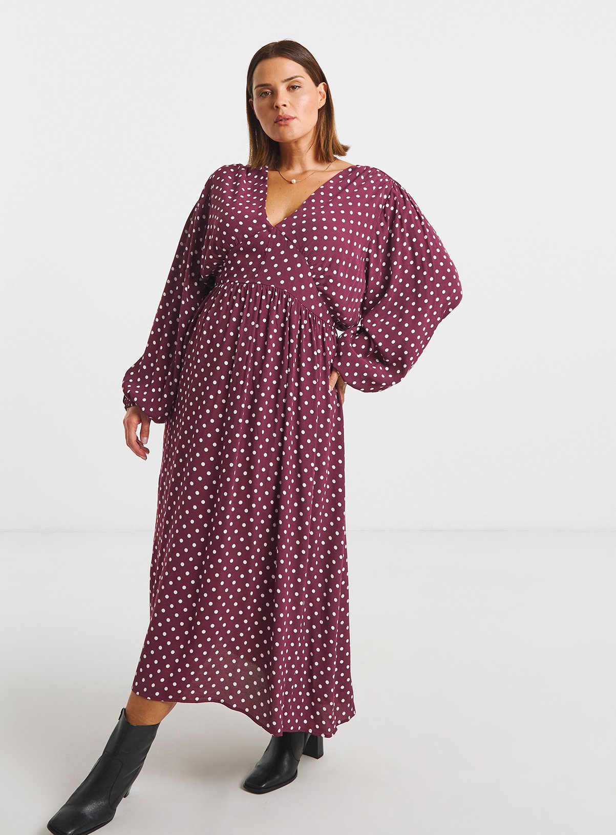 SIMPLY BE Viscose Waisted Midi Dress 