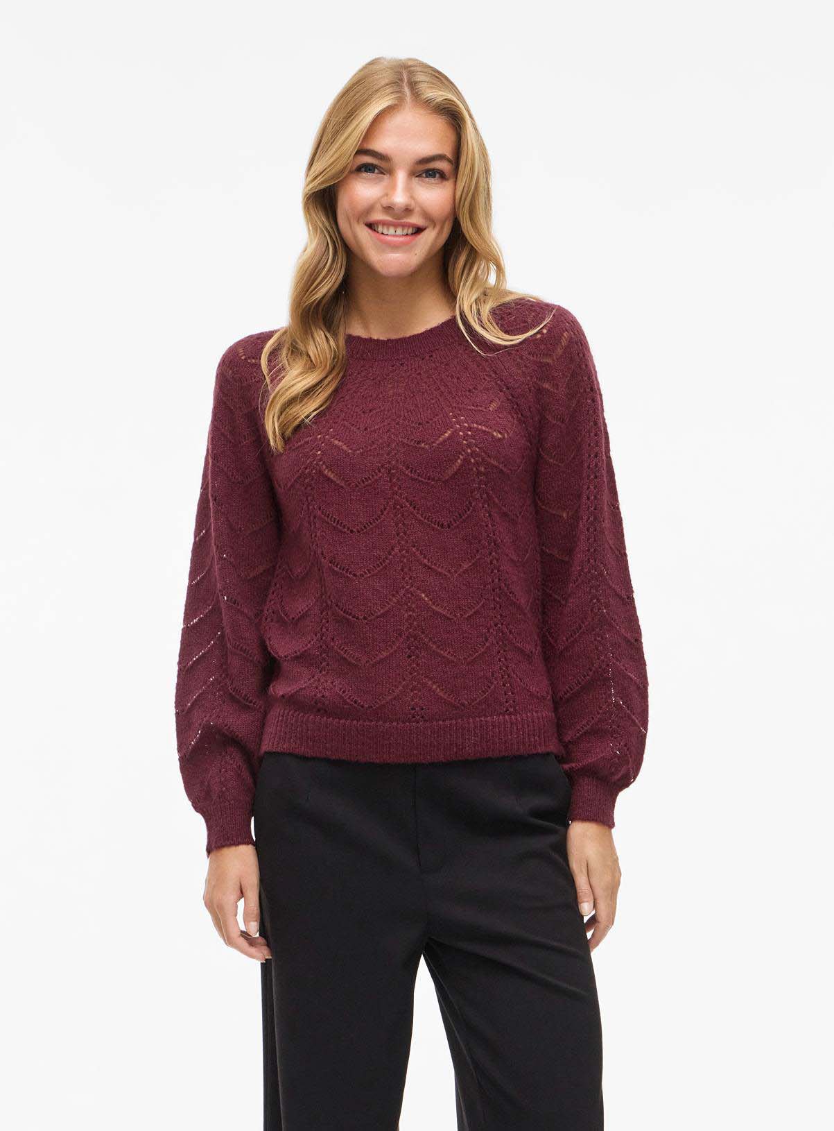 VILA Tuli O Neck Long Sleeved Detail Knit Top 
