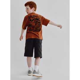 Orange Waves Graphic T-Shirt & Shorts Set