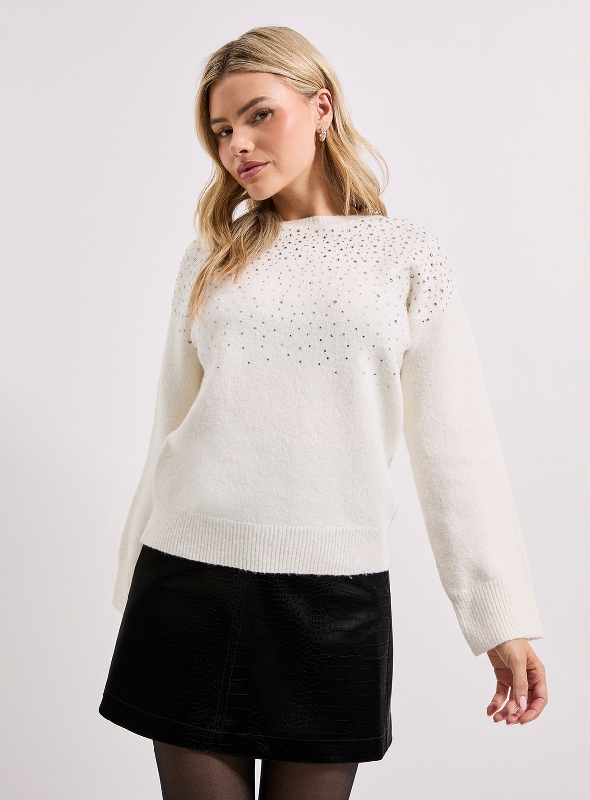 DOROTHY PERKINS Ivory Scattered Sparkle Jumper XL