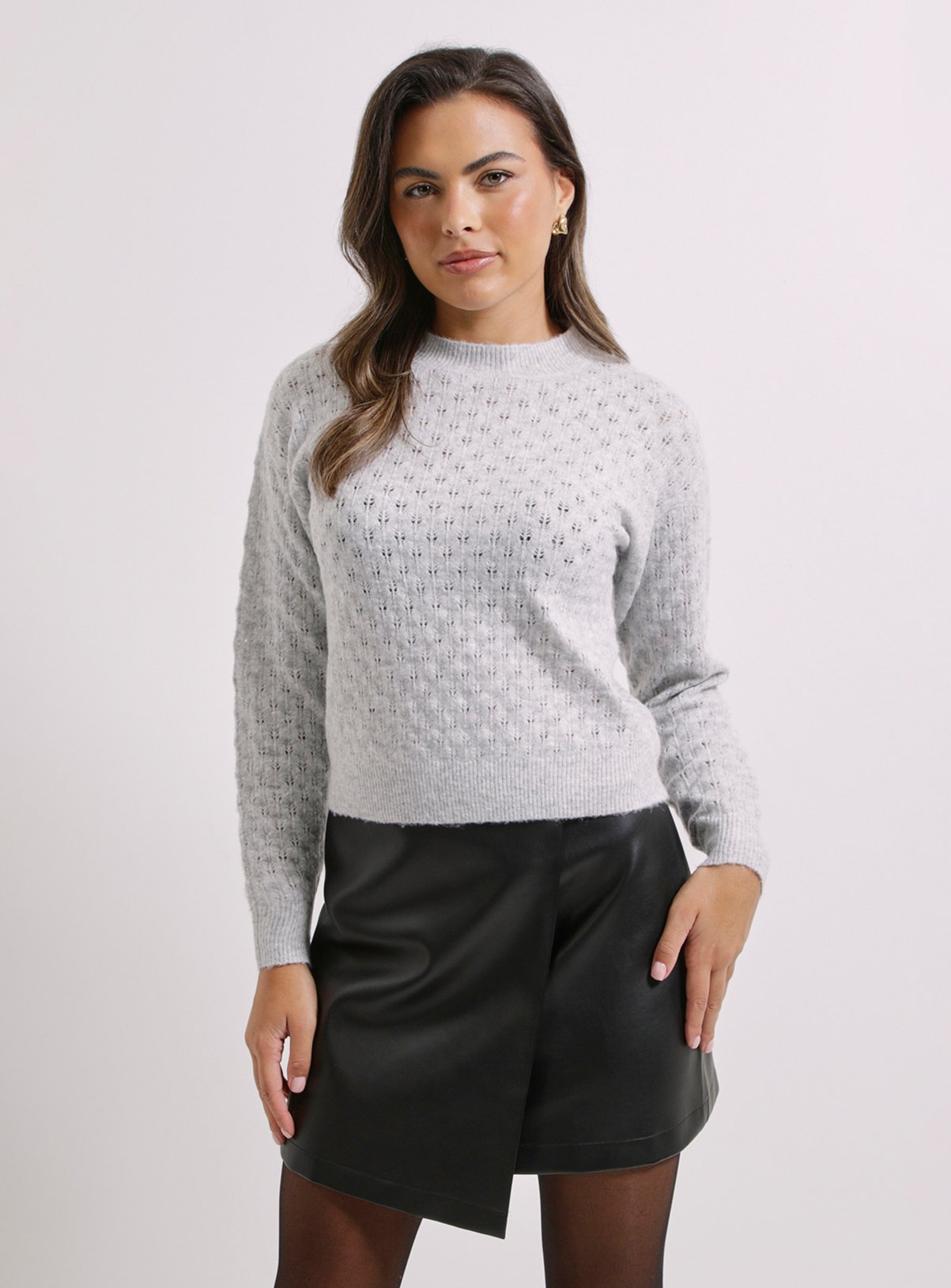 DOROTHY PERKINS Grey Pointelle Jumper