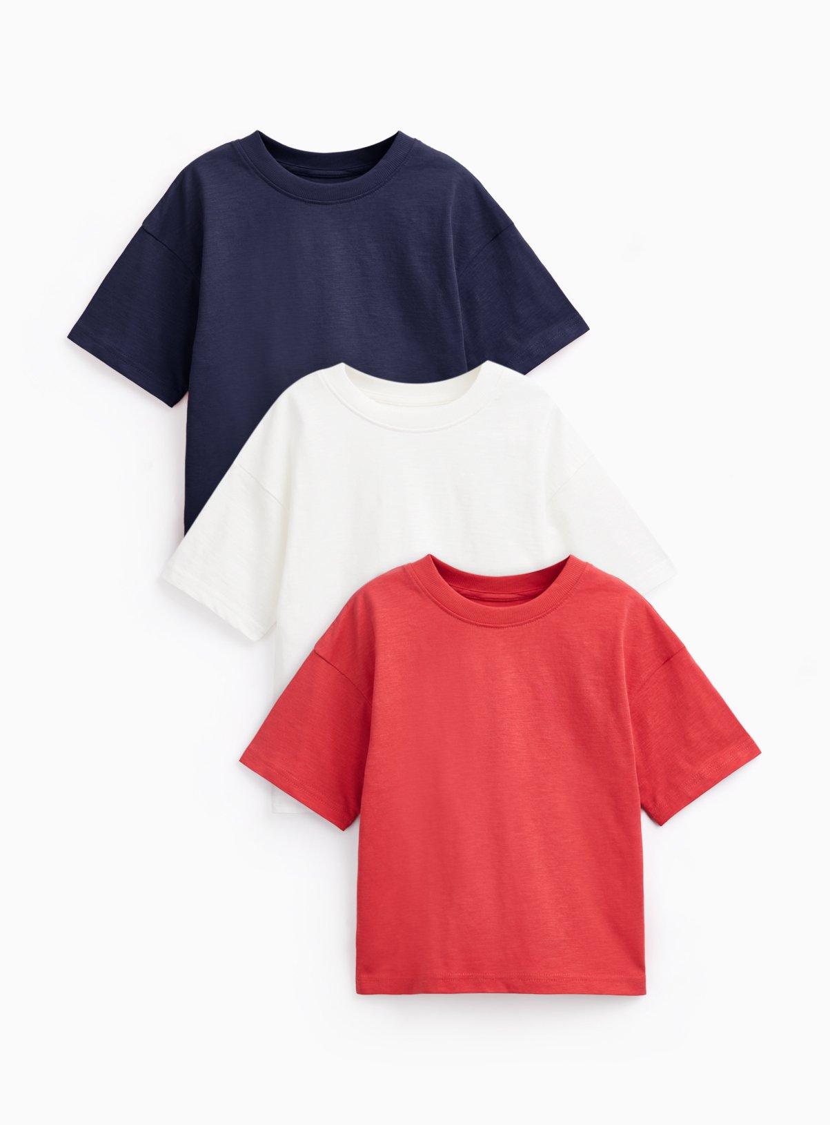 Navy, Red & White T-Shirts 3 Pack