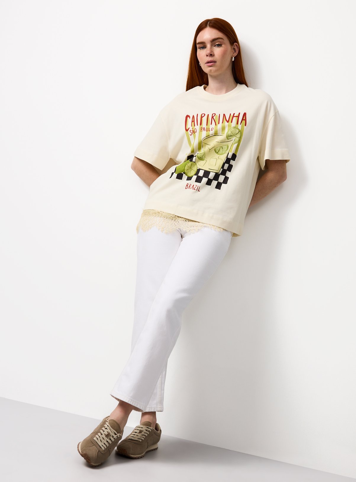 Cream Caipirinha Graphic Oversized T-Shirt 