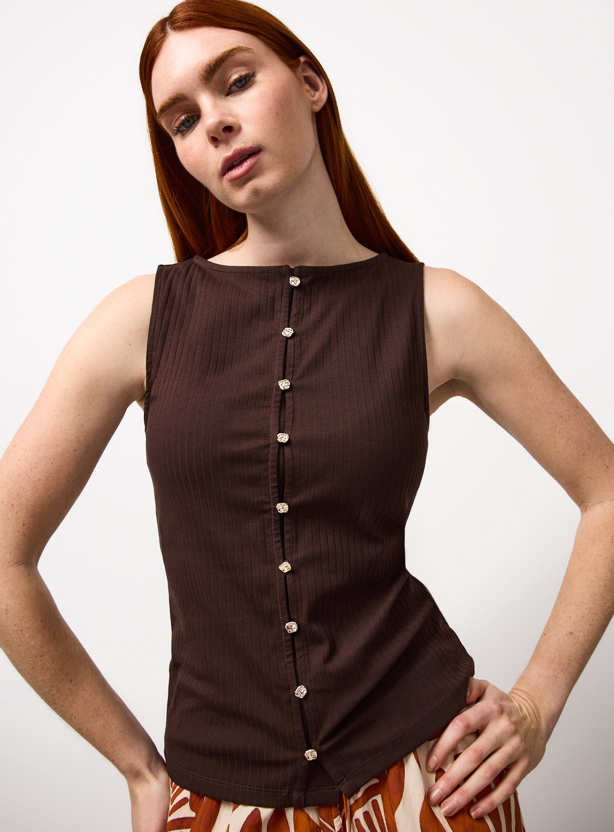 Brown Button Through Vest 8