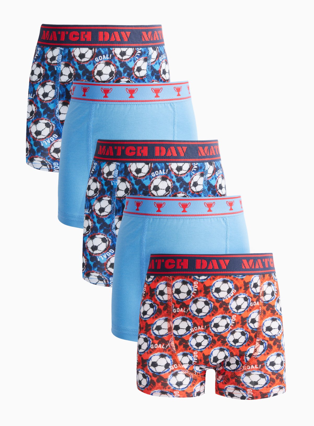 Football Print Trunks 5 Pack 11-12 years