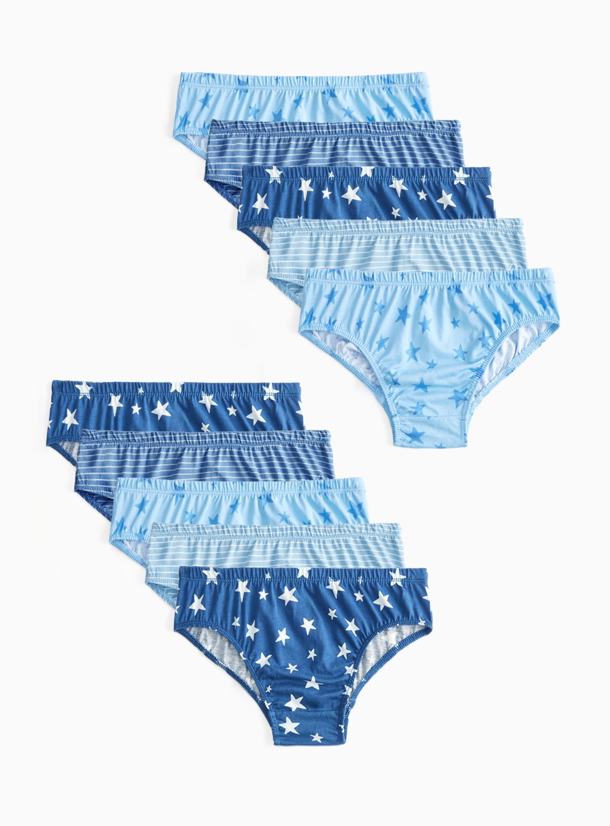Blue Stripe & Star Print Briefs 10 Pack 