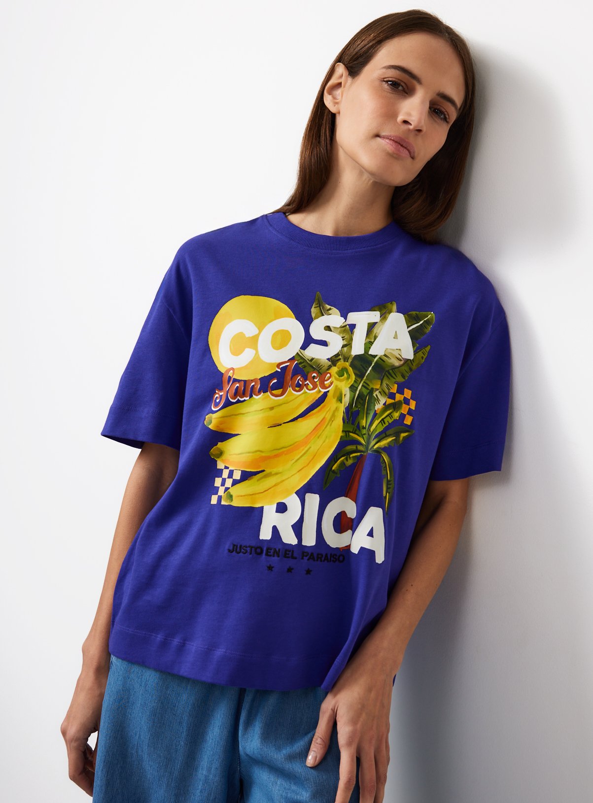 Purple Costa Rica Graphic Oversized Fit T-Shirt