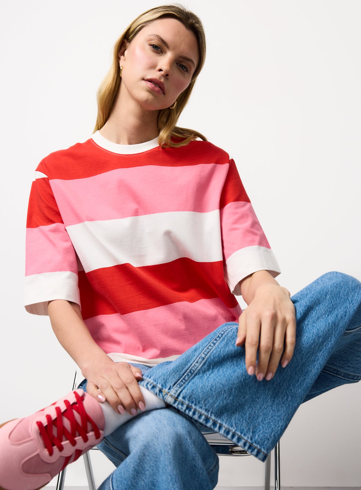 Red Stripe Boxy Fit T-Shirt