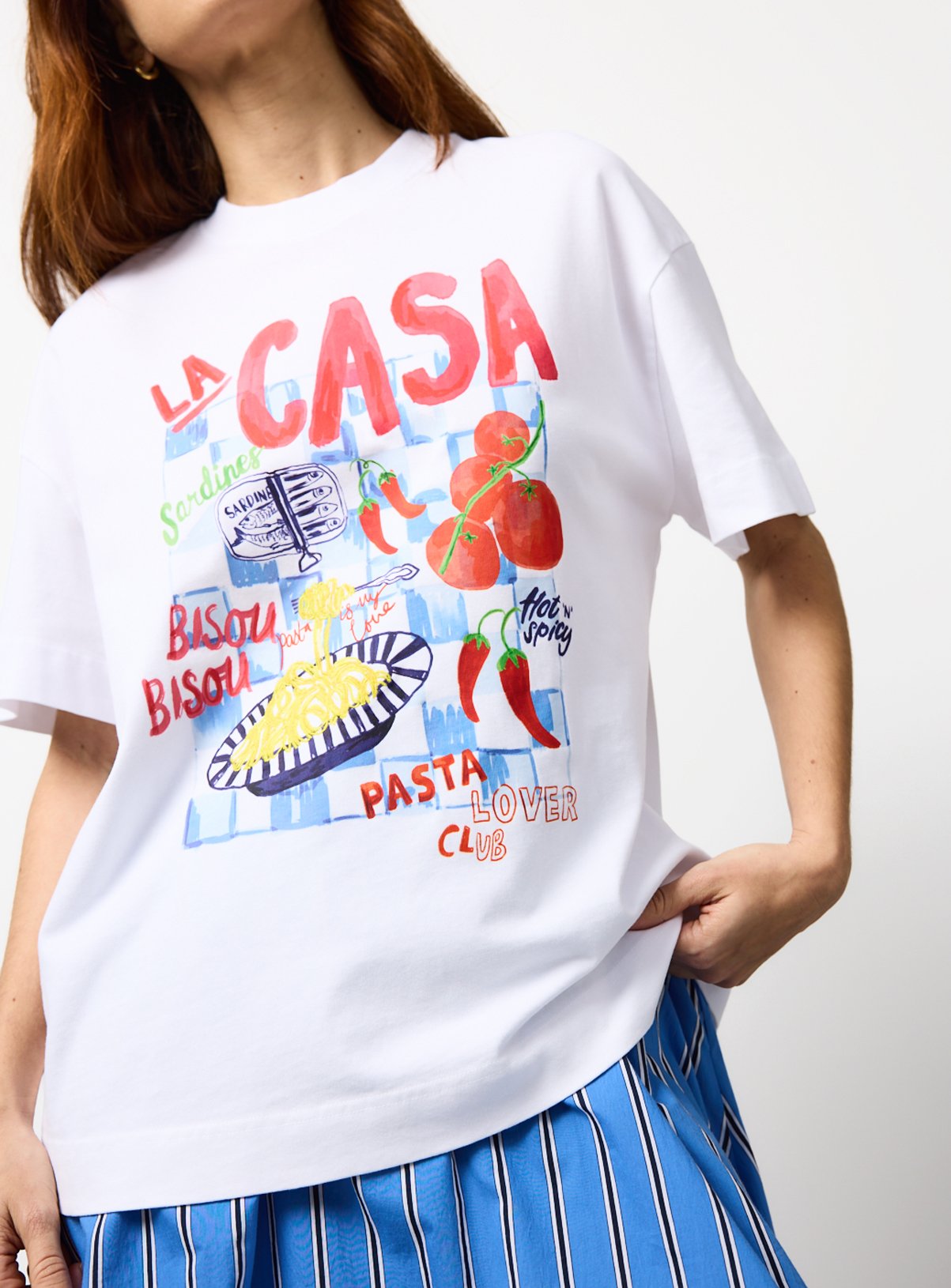 White La Casa Graphic Oversized T-Shirt 
