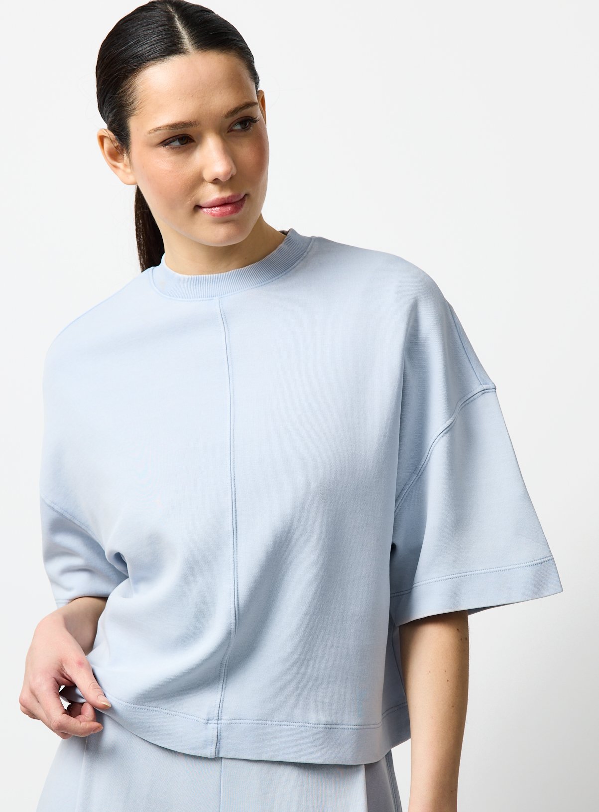 Blue Washed Crew Neck Co-ord Top XXL