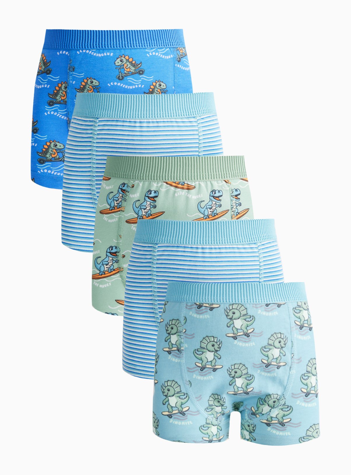 Stripe & Dino Print Trunks 5 Pack 13-14 years
