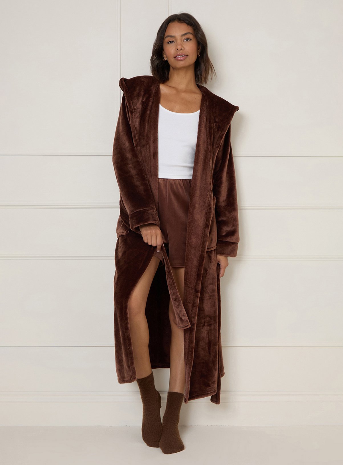 DOROTHY PERKINS Velour Hooded Dressing Gown 