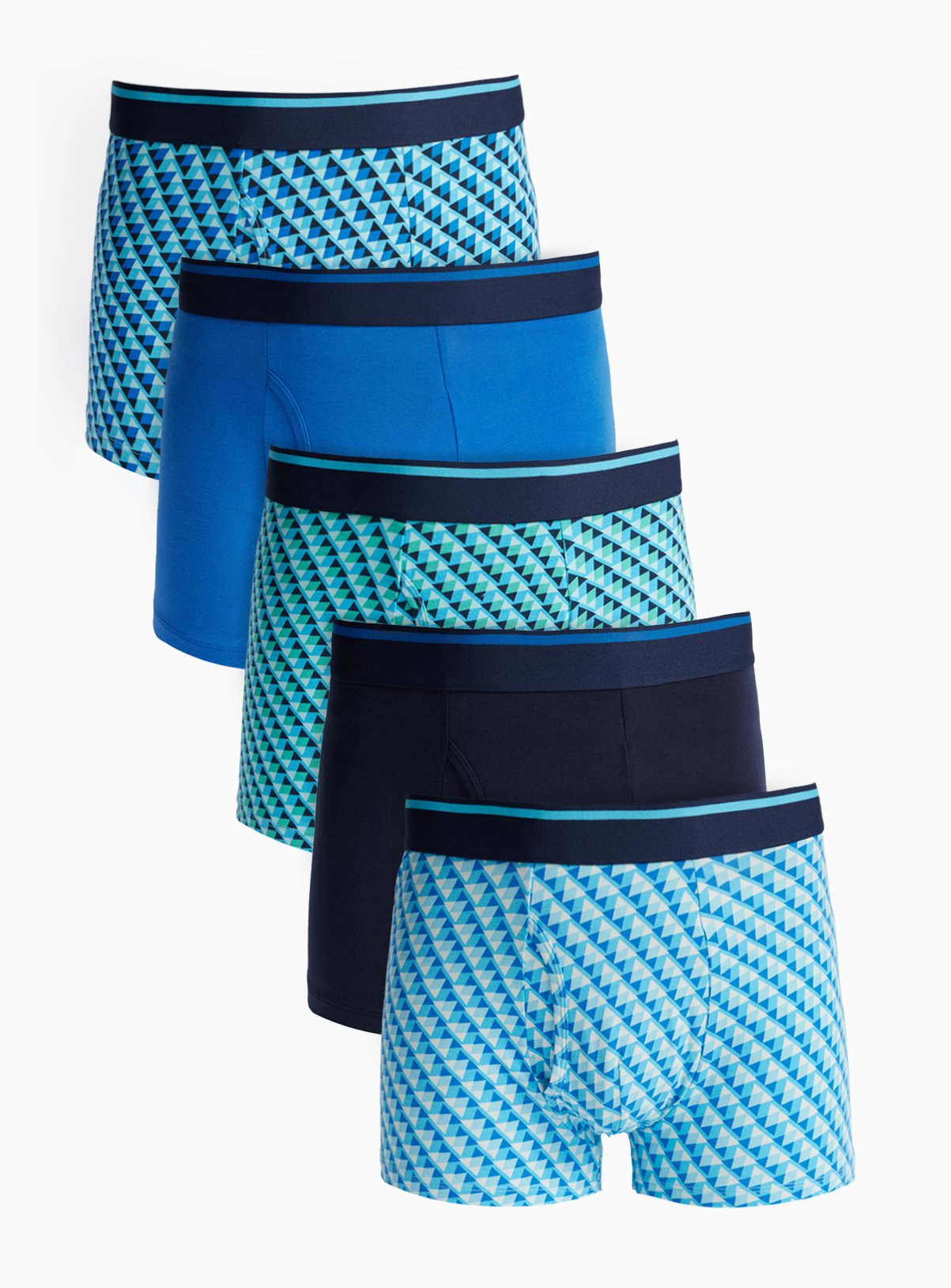 Blue Geo Print Trunks 5 Pack XXXL