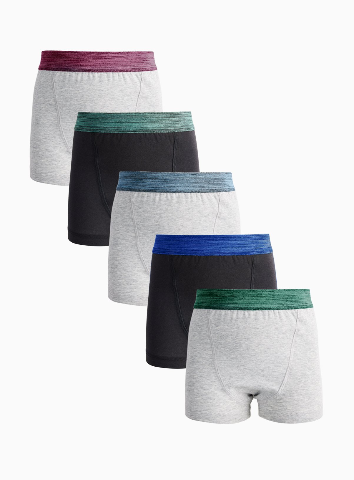 Grey & Black Space Dye Waistband Trunks 5 Pack 11-12 years