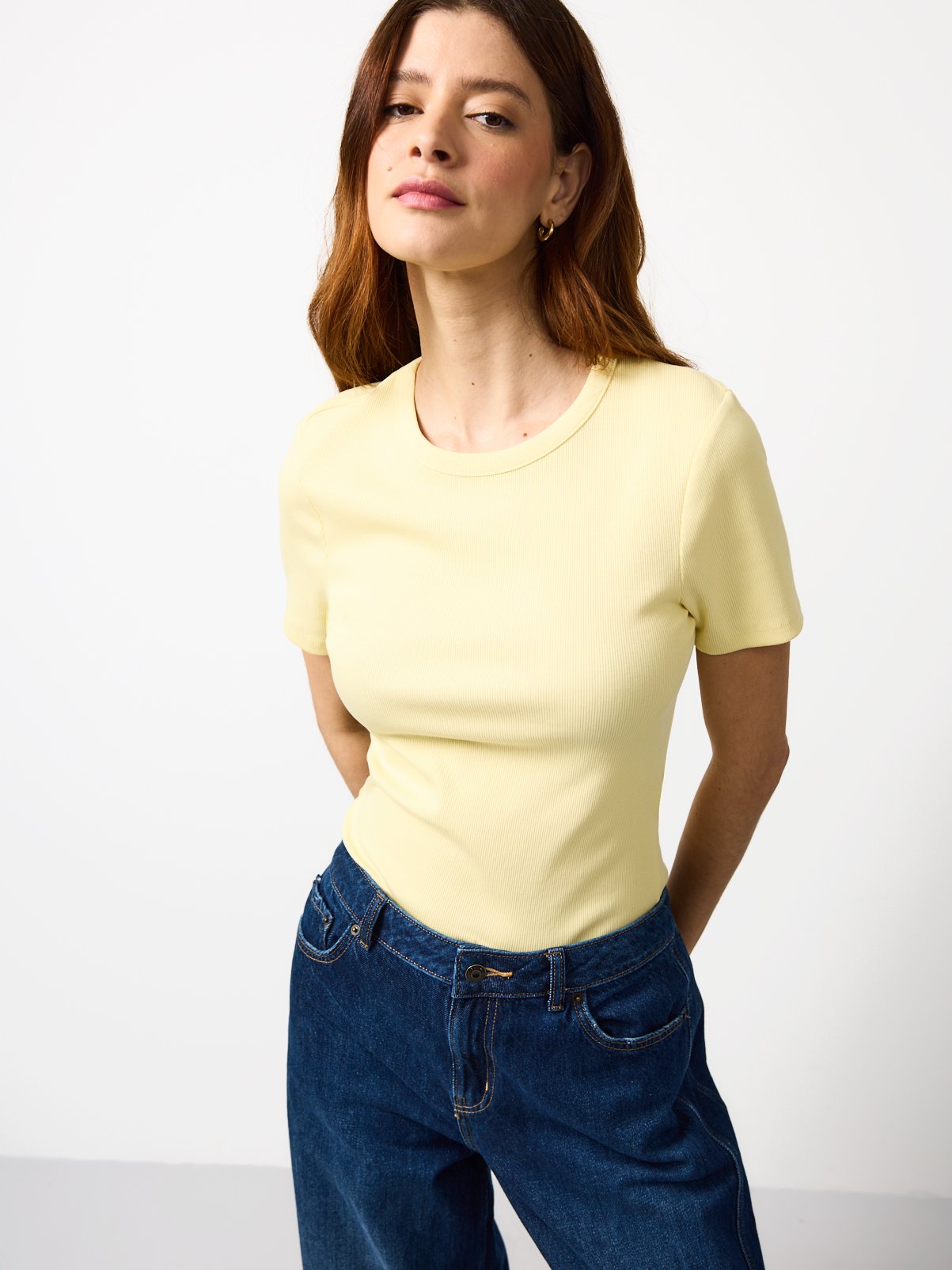 Yellow Ribbed Slim Fit T-Shirt 6