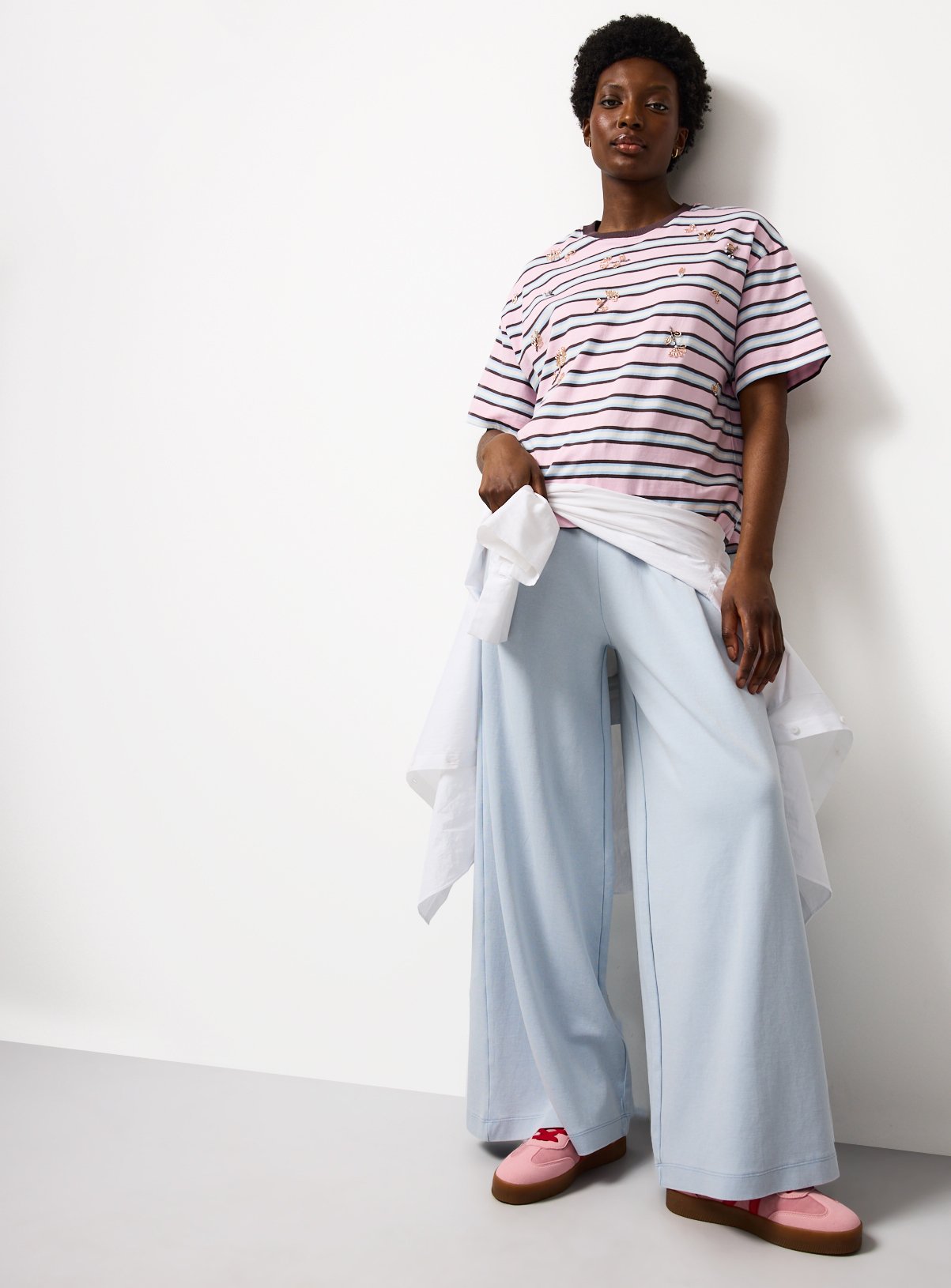 Blue Washed Wide Leg Co-ord Joggers M