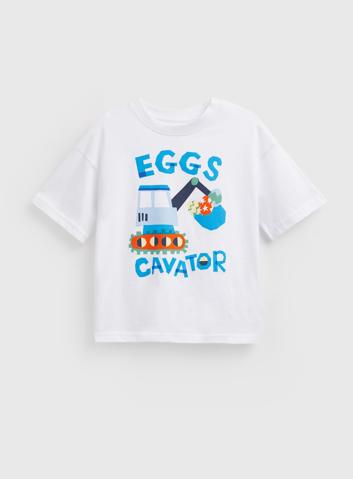 White Eggs Cavator Graphic T-Shirt