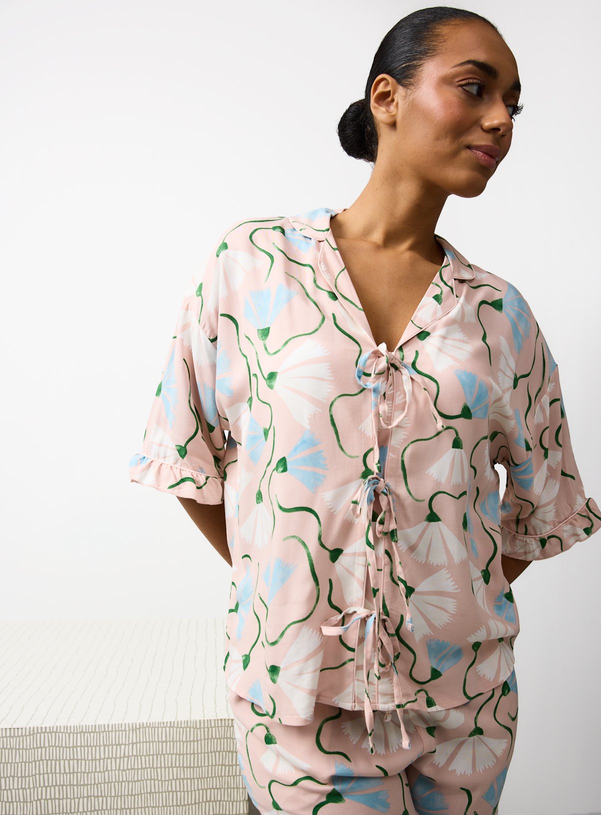 Tu X Scion Pink Fringed Poppy Print Traditional Pyjamas XXL
