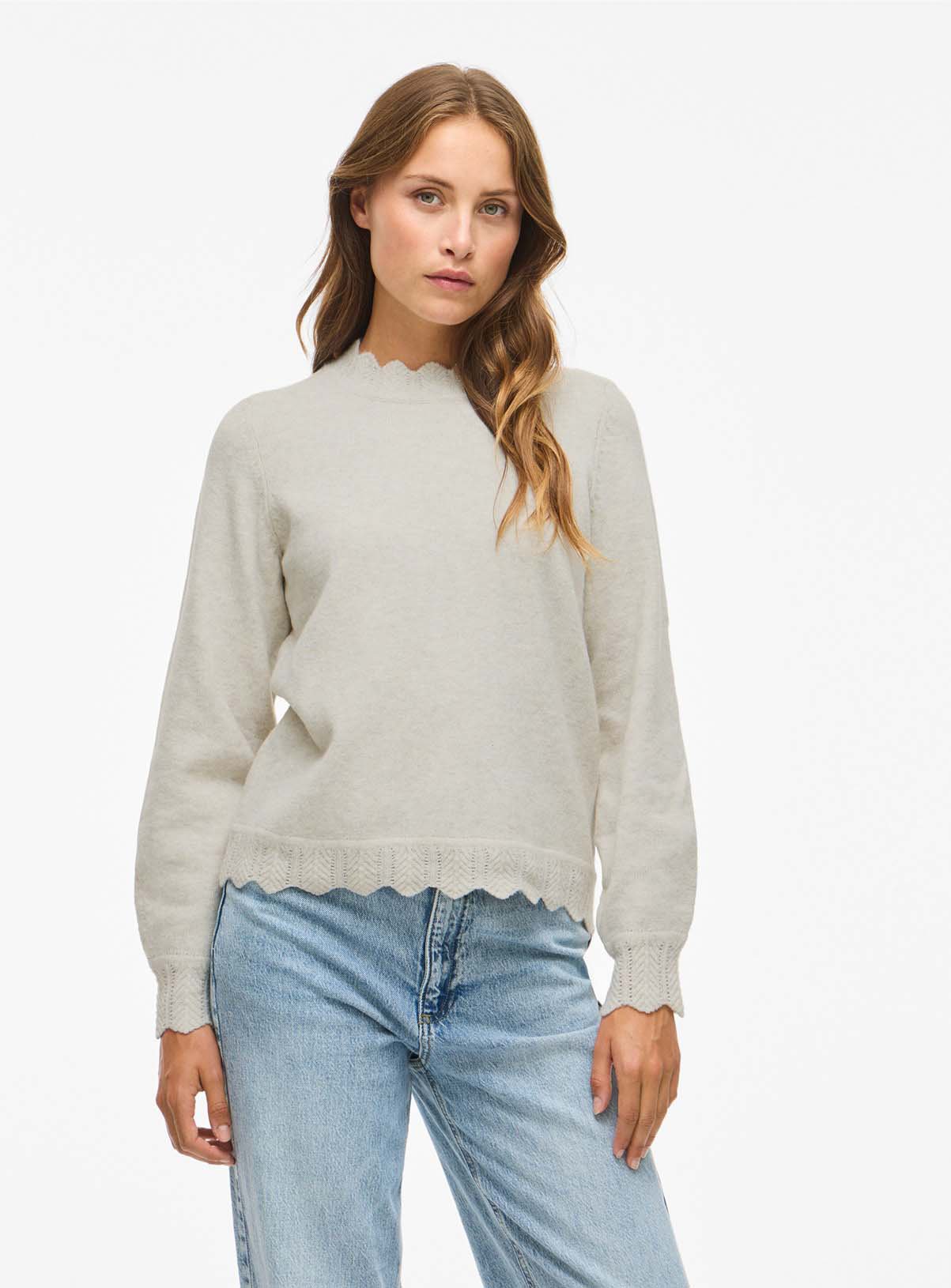 VILA O Neck Long Sleeved Knit Top