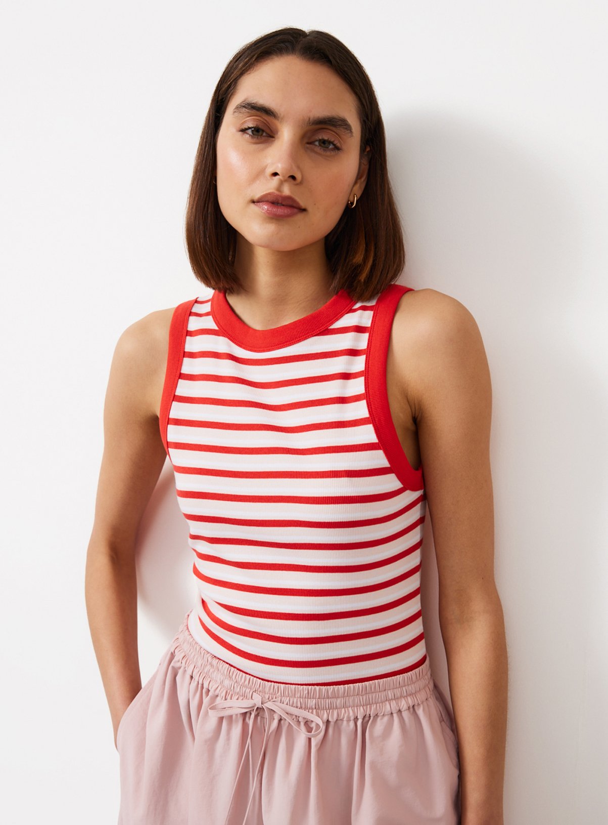 Red Striped Ribbed Vest 6